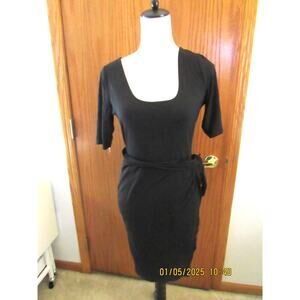 Easygoing Black Dress with Waist Tie – Medium